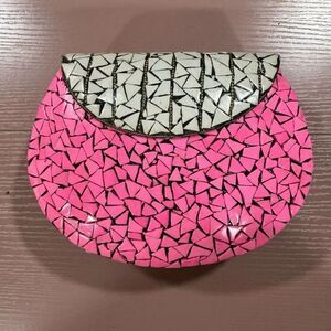 NEW Ramla Beverly Hills Pink/White Mosaic Handcrafted Handbag In Morocco